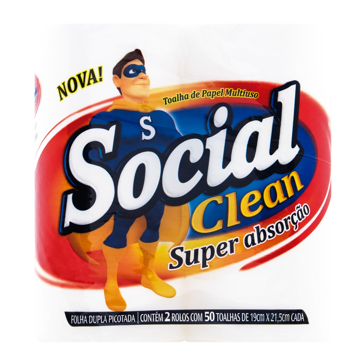 Toalha De Papel Folha Dupla Social Clean Super Absorção Pacote 2 Unidades