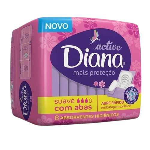 Absorvente Diana Active Seca C/abas 12x8unidade