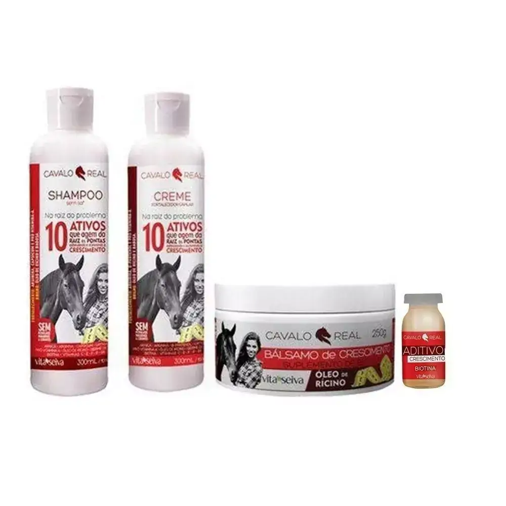Kit Crescimento Vita Seiva Cavalo Real (Sh+Cond+Bal+Aditivo)