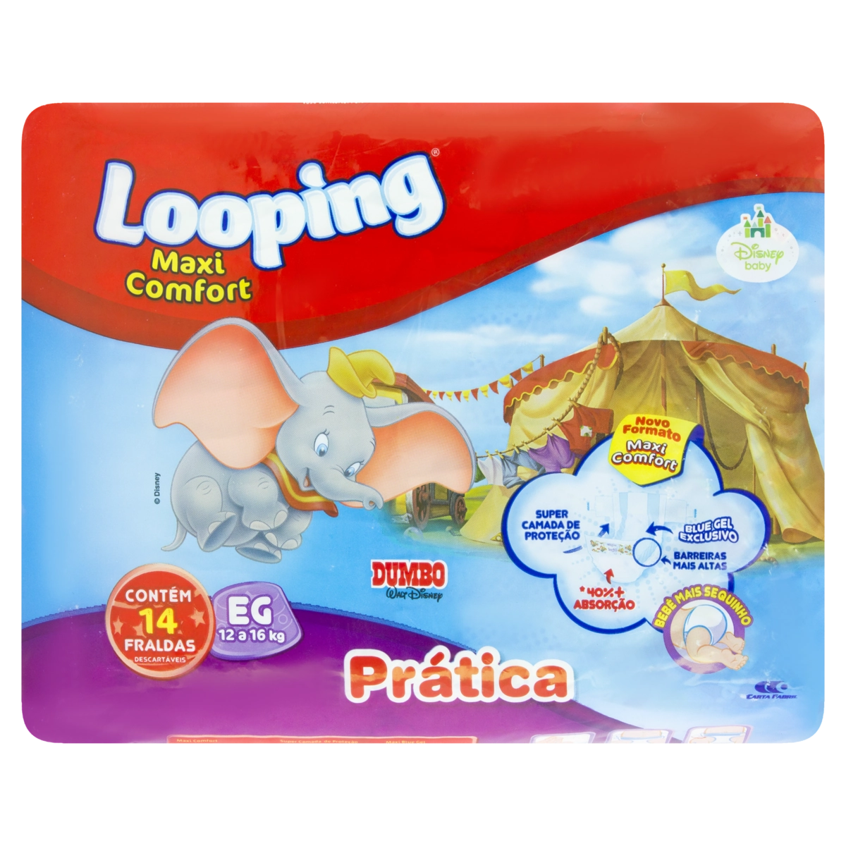 Fralda LOOPING DISNEY DUMBO Maxi Comfort EG 14 Unidades