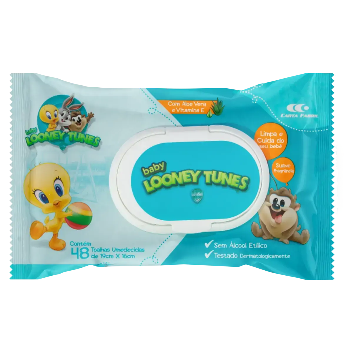 Toalha Umedecida Bebê Suave Macia Baby Looney Tunes Pacote 48 Unidades