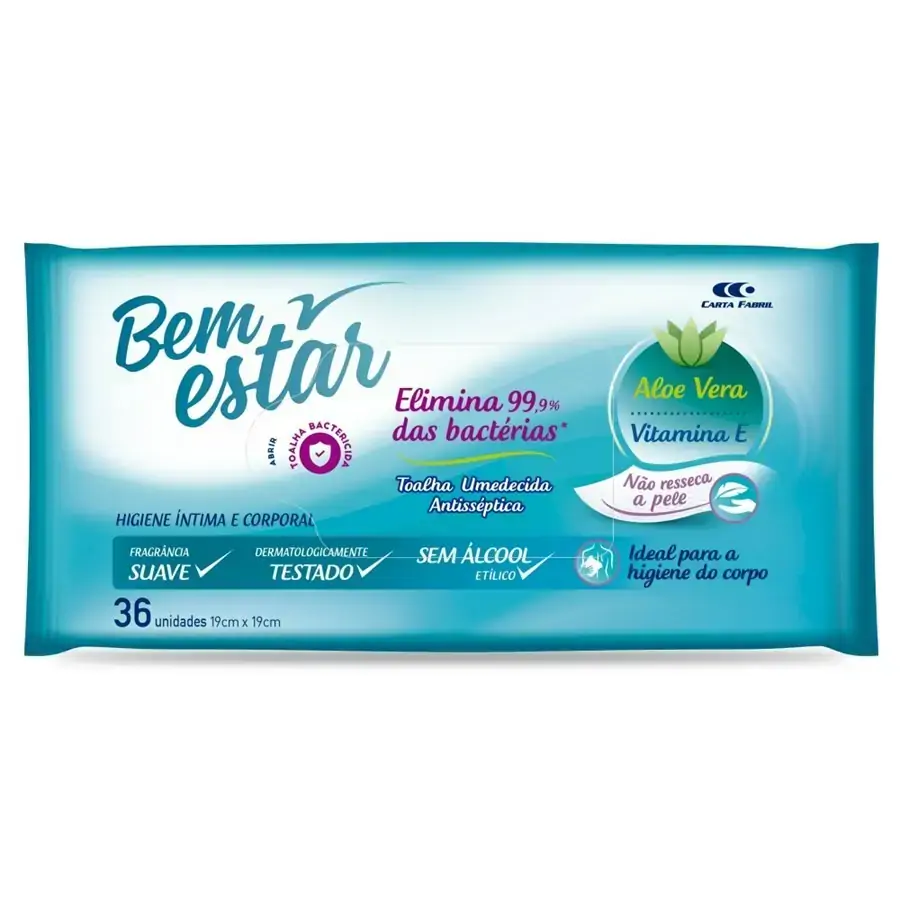Toalha Umid Bem Estar Aloe Vera 36un