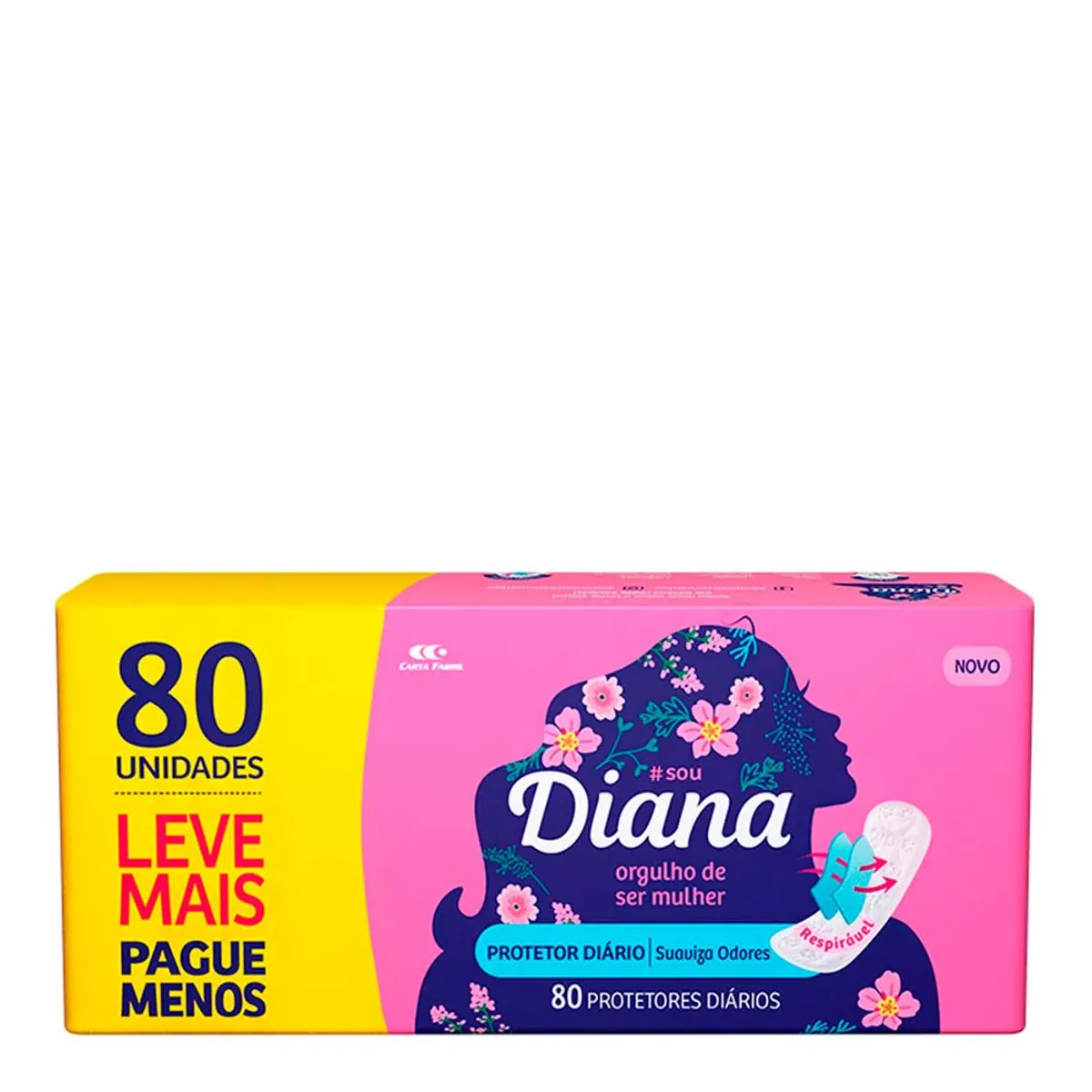 Protetor Diário Respirável Diana Pacote 80 Unidades Leve Mais Pague Menos