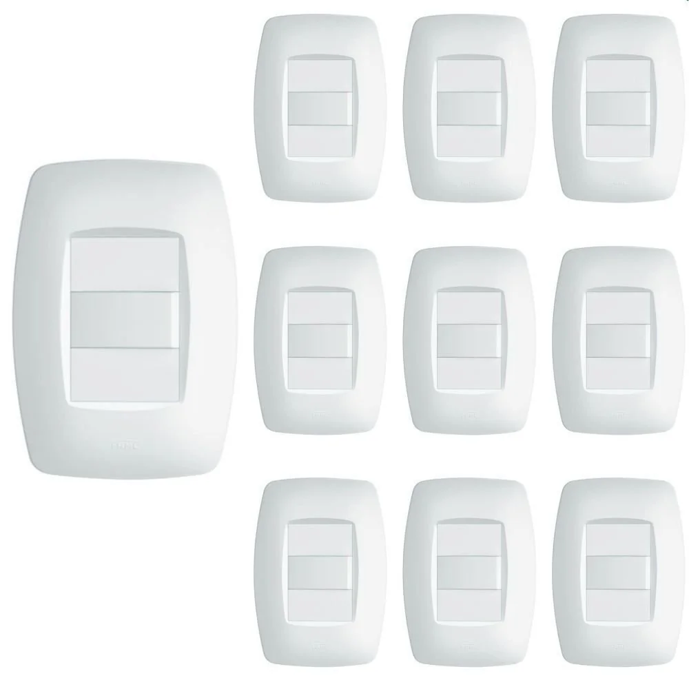 10 Interruptores Simples Fame Elegance Com Placa 4x2 Branco