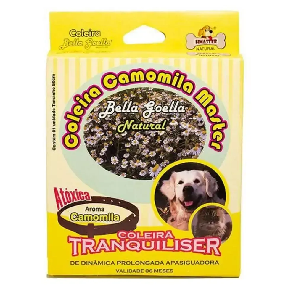 Coleira Natural Antiestresse Tranquiliser Camomila Master Plus para Cães e Gatos - Bella Goella (50 cm)