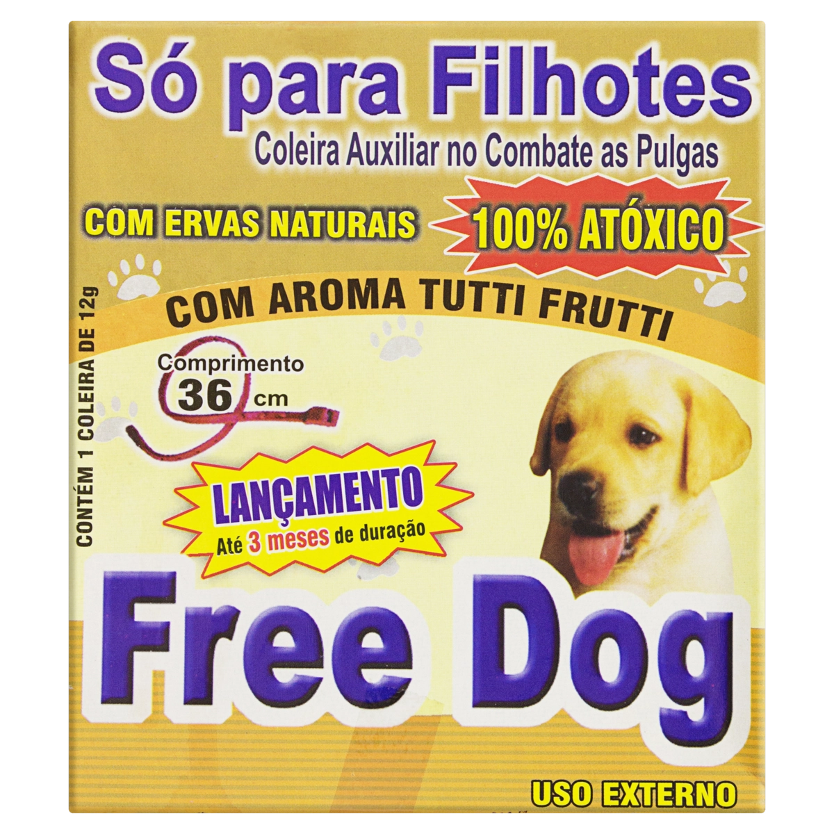Coleira Anti Pulgas Cães Free Dog Tutti Frutti Filhote 36 Cm