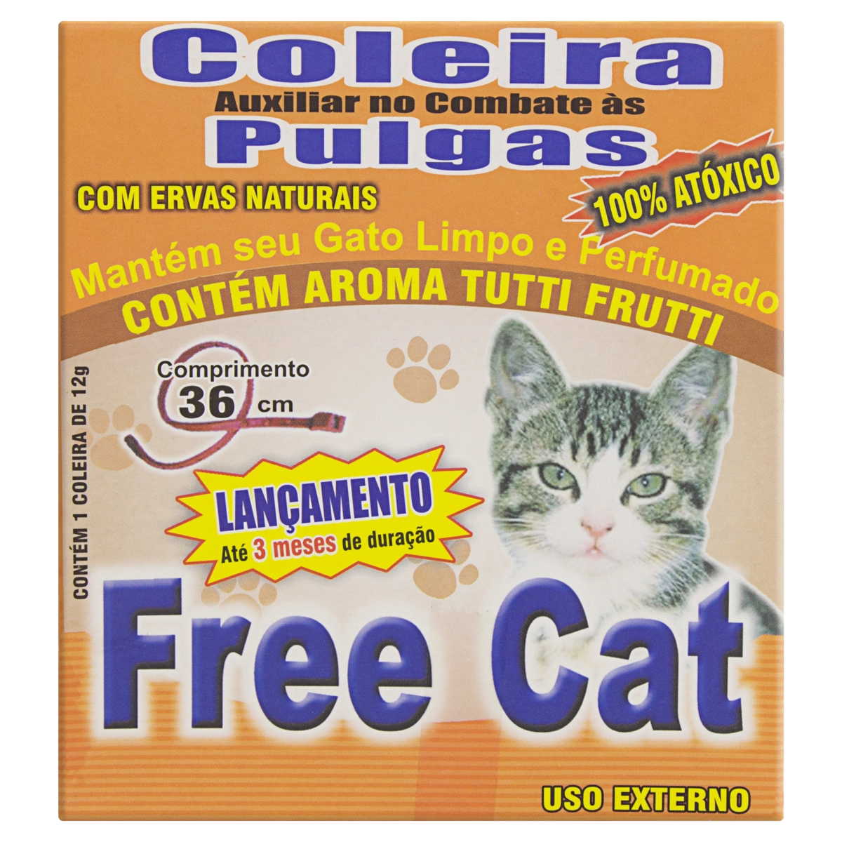 Coleira Antipulgas Para Gatos Tutti Frutti Free Cat 36cm