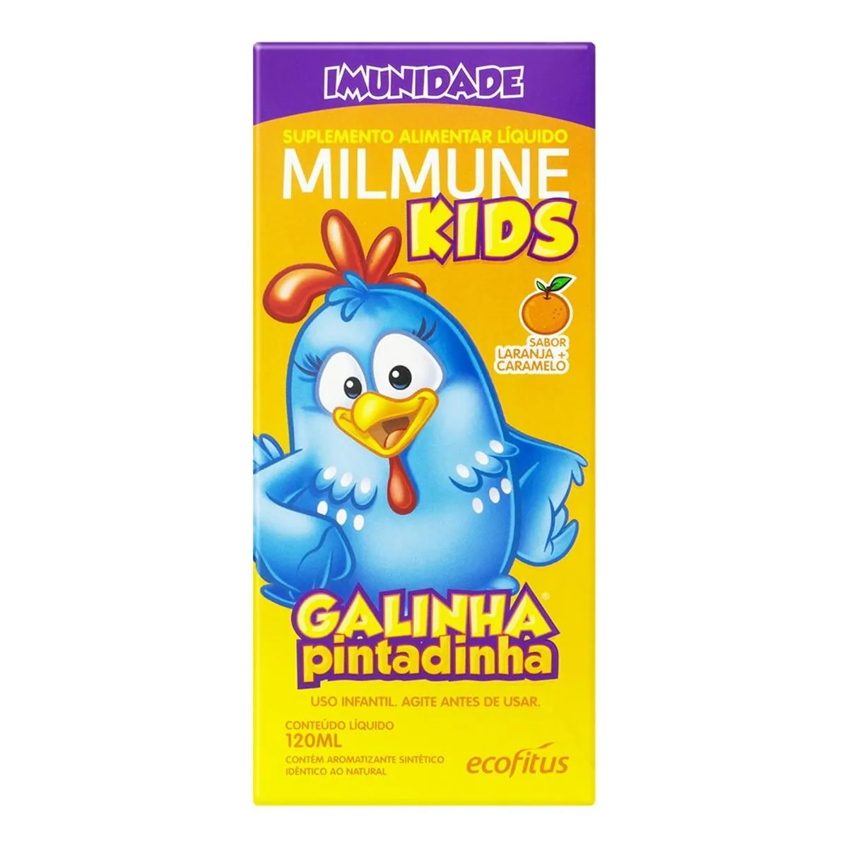 Suplemento Alimentar Milmune Kids Laranja E Caramelo Galinha Pintadinha 120ml
