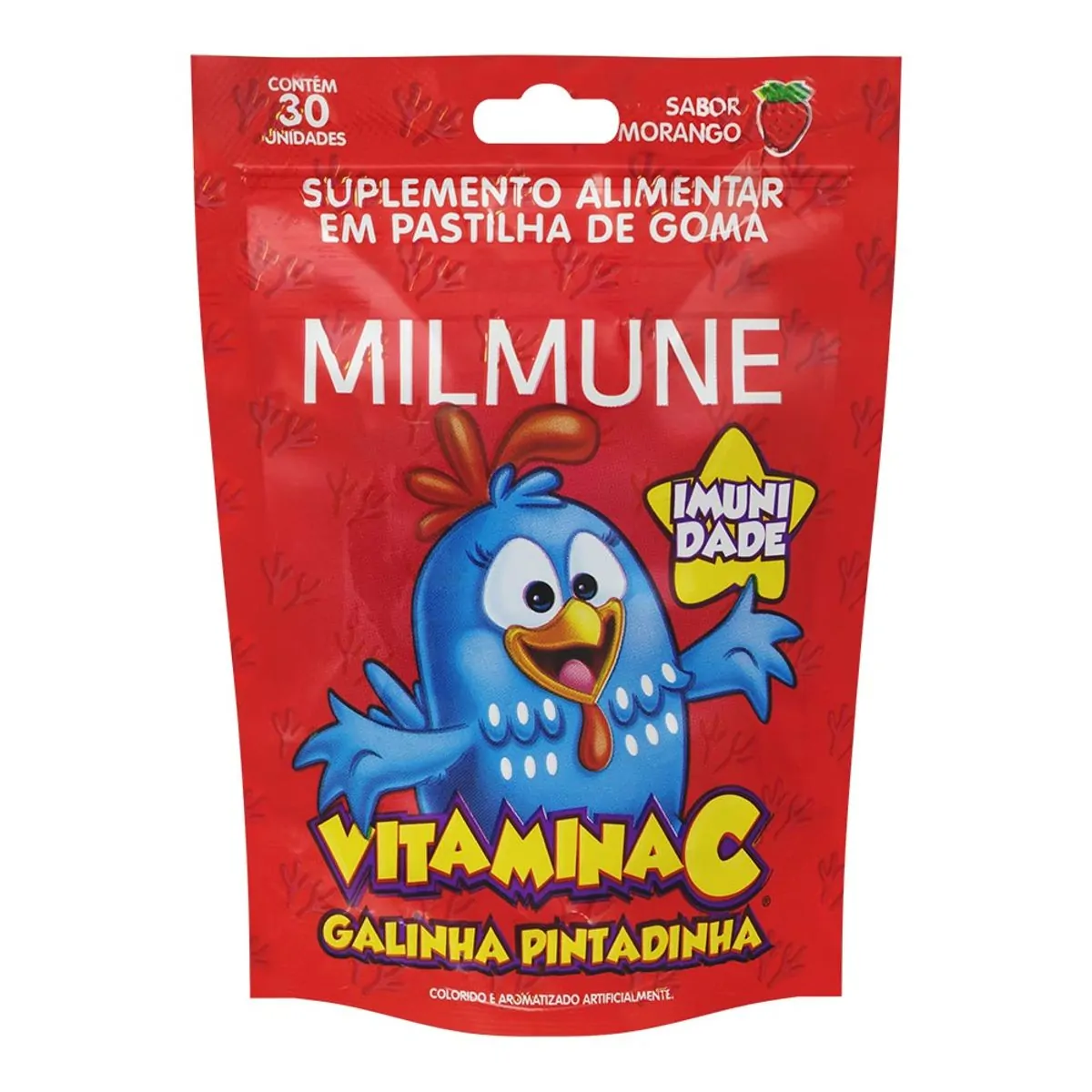 Suplemento Vitamínico Milmune Infantil Morango Galinha Pintadinha 30 Gomas