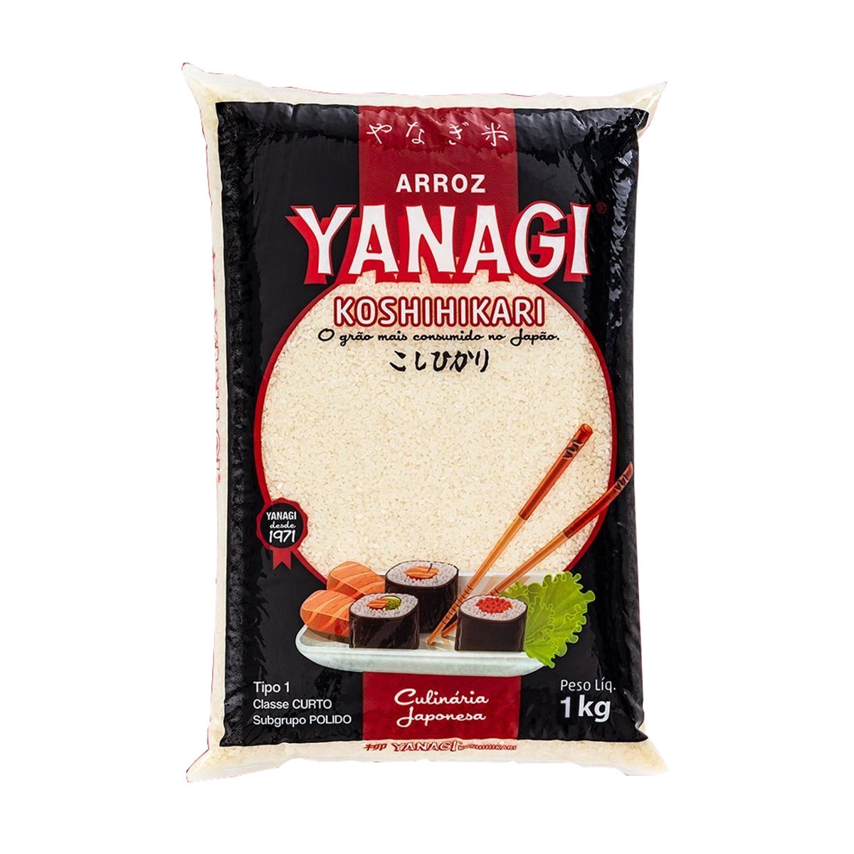 Arroz Yanagi Koshihikari 1kg Classe Curto