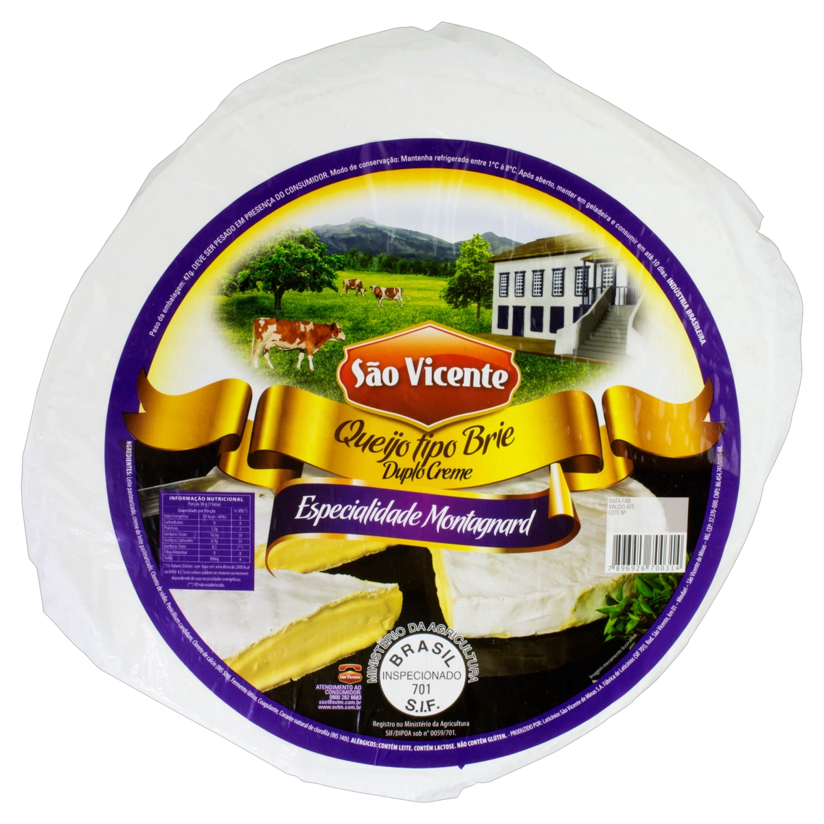 Queijo Brie Duplo Creme São Vicente Especialidade Montagnard
