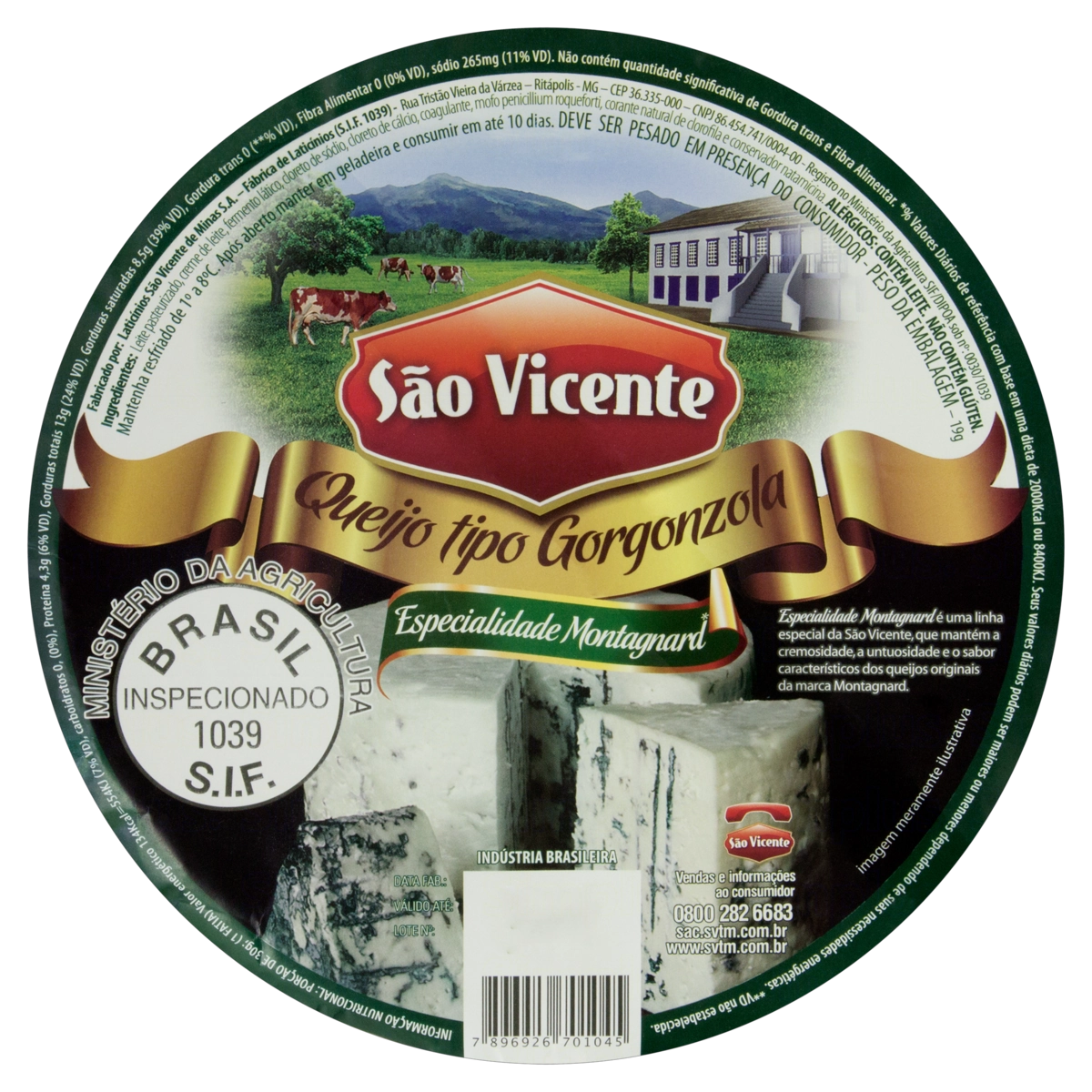 Queijo Gorgonzola São Vicente Especialidade Montagnard