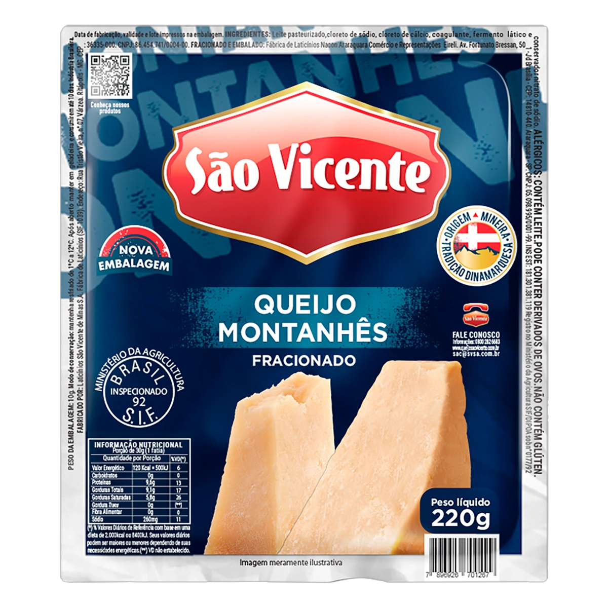 Queijo Montanhês Fracionado São Vicente 110g