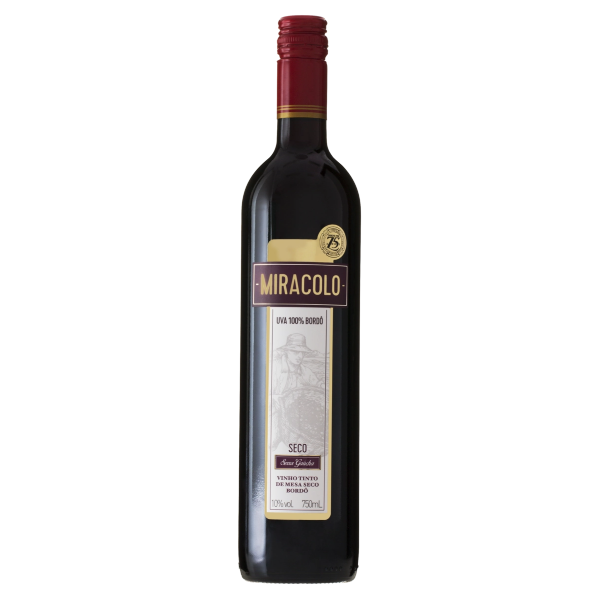 Vinho Brasileiro Tinto Seco Miracolo Bordô Serra Gaúcha Garrafa 750ml