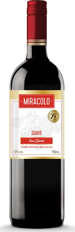 Vinho Brasileiro Tinto Suave Miracolo Bordô Serra Gaúcha Garrafa 750ml