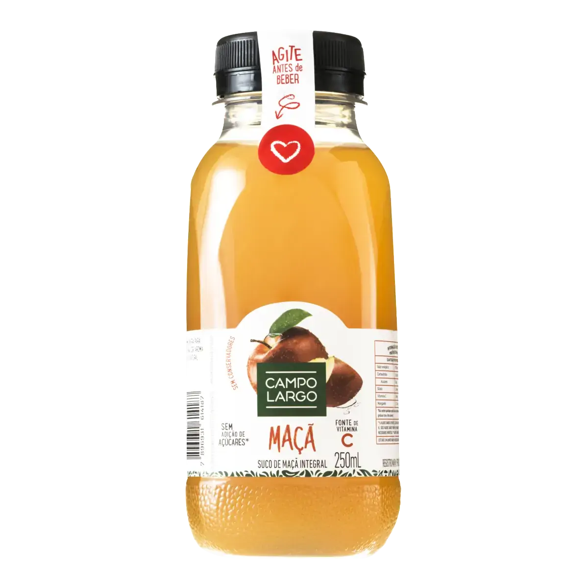 Suco Integral Maçã Campo Largo Garrafa 250ml