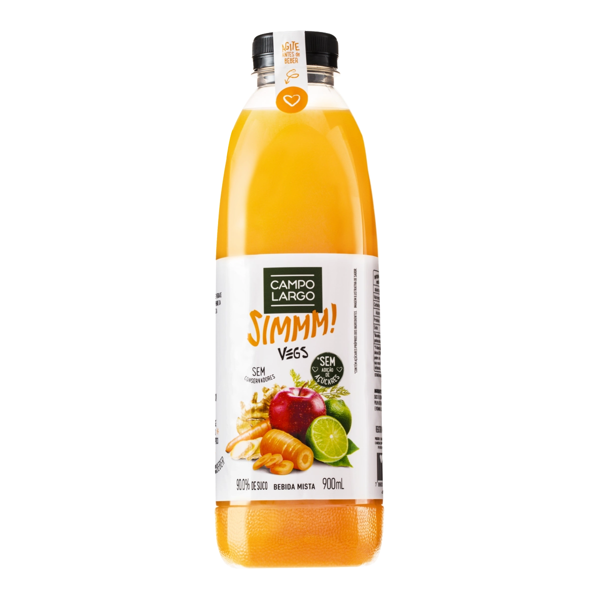 Bebida Maçã, Cenoura, Limão E Gengibre Campo Largo Simmm Vegs Garrafa 900ml