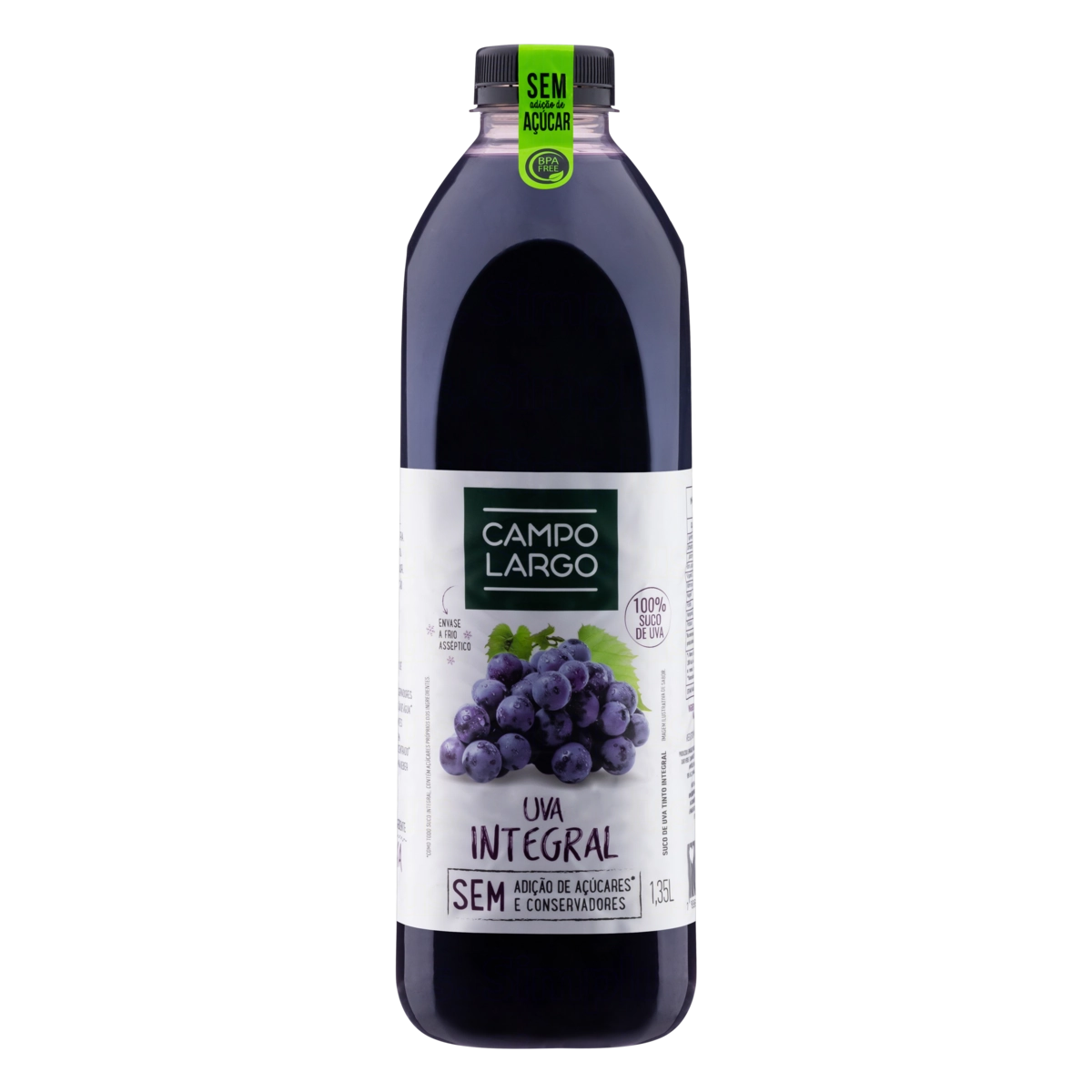 Suco Integral Uva Tinto Campo Largo Cold Garrafa 1,35l