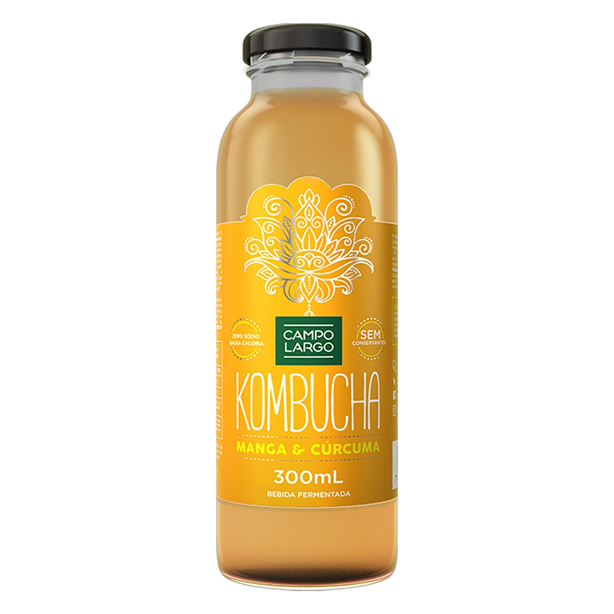 Kombucha Manga Cúrcuma Campo Largo Garrafa 300ml