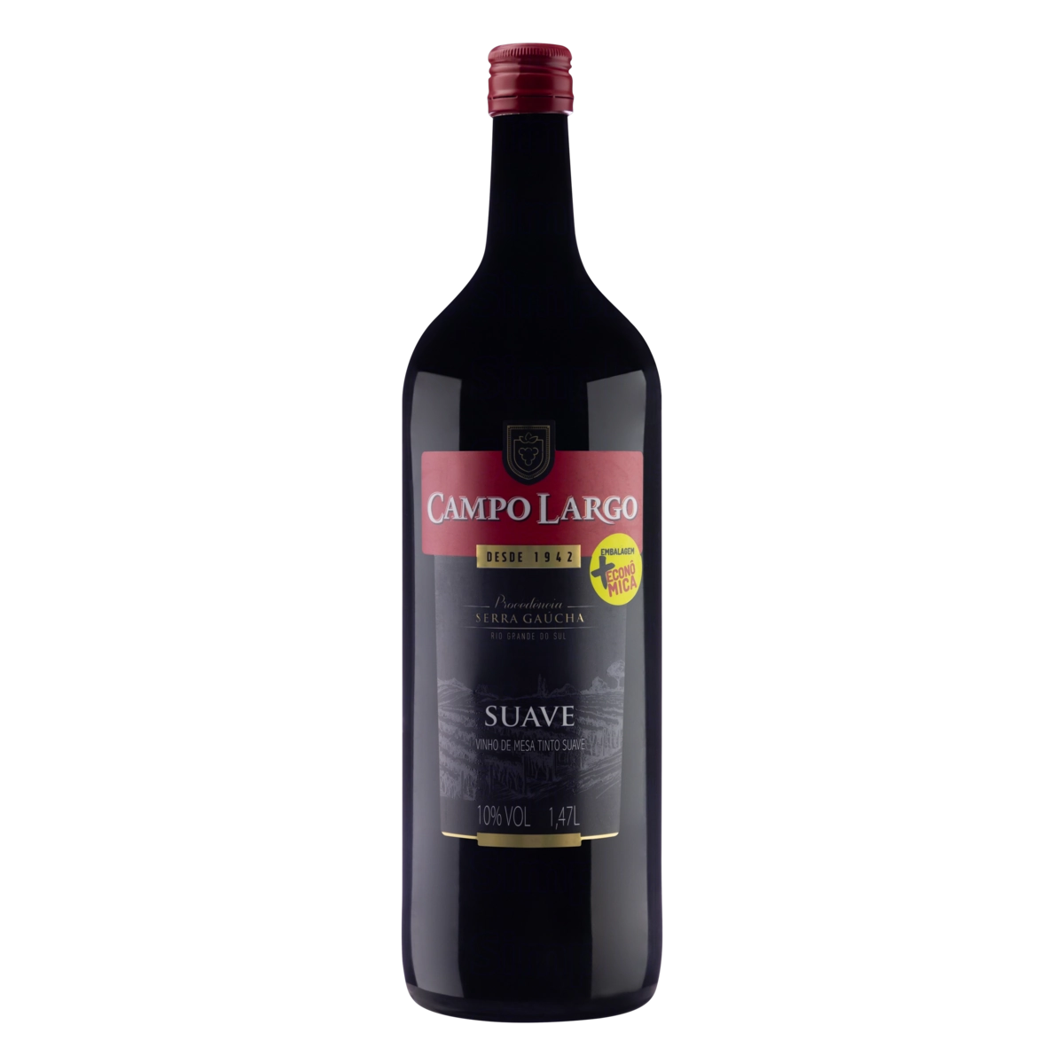 Vinho Brasileiro Tinto Suave Campo Largo Serra Gaúcha Garrafa 1,47l Embalagem Econômica