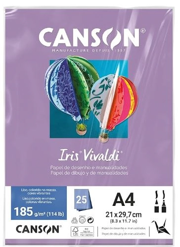 Papel Iris Vivalde 185g 25fl A4 Lilas Un Canson