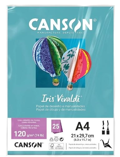 Canson Iris Vivaldi A4 185g Az Turquesa C/25fl 1521