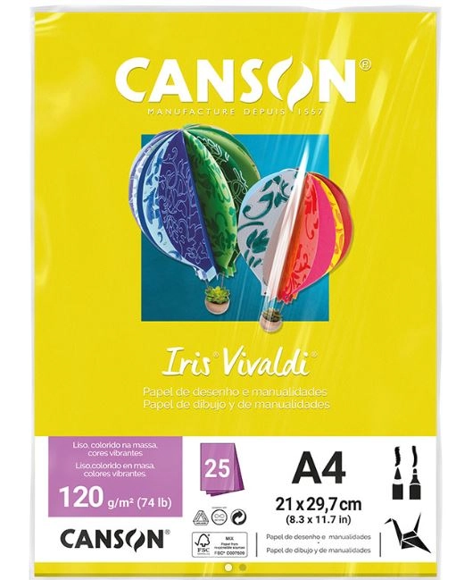 Papel Iris Vivaldi 185g A4 25fl Amarelo R. Atacado Ind Unid Canson