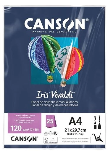 Papel Iris Vivaldi 185g A4 25fl Azul Marinho R. Atacado Ind Unid Canson