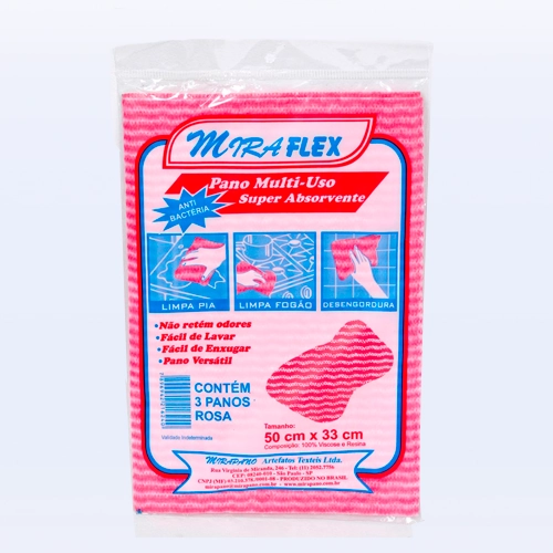 Pano Miraflex Rosa 3unidade