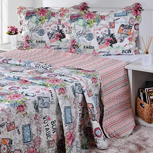 Kit Edredom Matelasse Linha Lit Casal 2,10x2,30m Vintage Com Porta Travesseiro