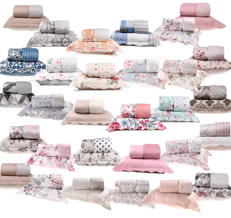 Kit Cobreleito Ultra Lisse Com Porta Travesseiro Casal 2,10m X 2,30m Rolinho Sortido