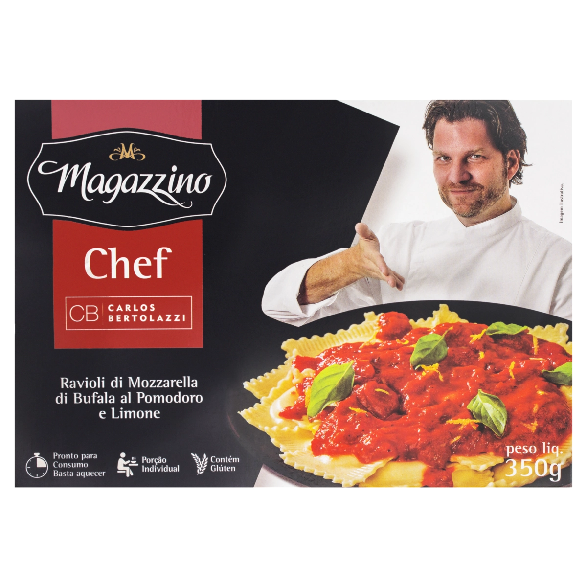 Ravióli Mozzarela De Búfala Com Molho Pomodoro E Limão Magazzino Caixa 350g