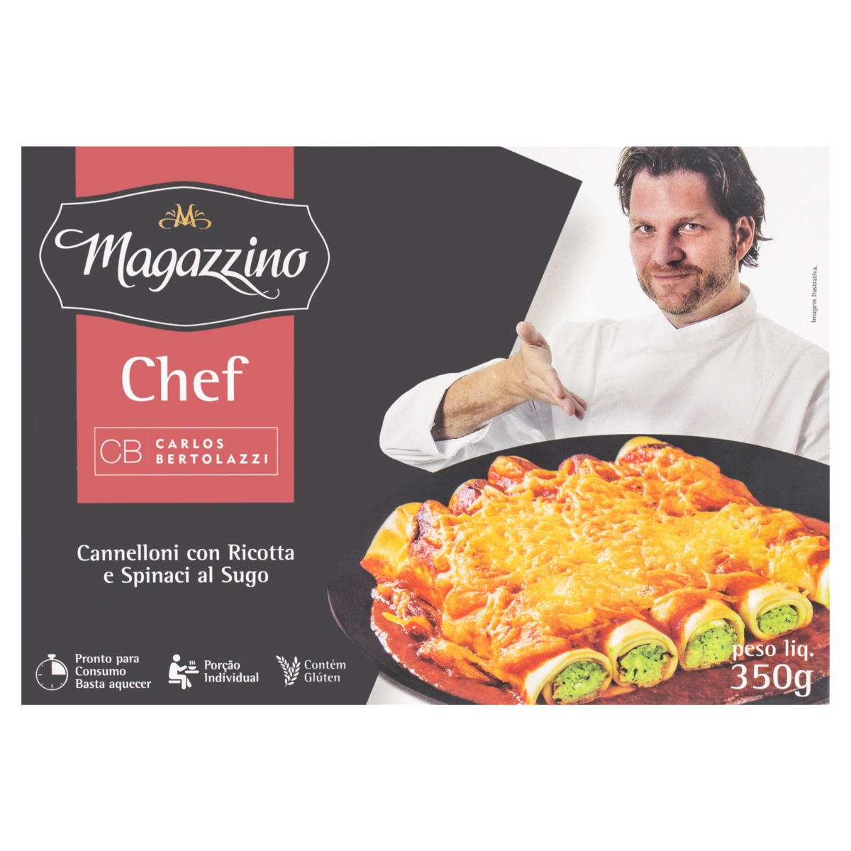Cannelloni Ricota Com Espinafre Ao Molho Sugo Magazzino Caixa 350g