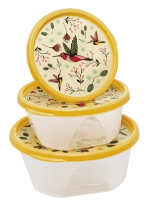 Kit 03 Pcs Potes Redondo Salada