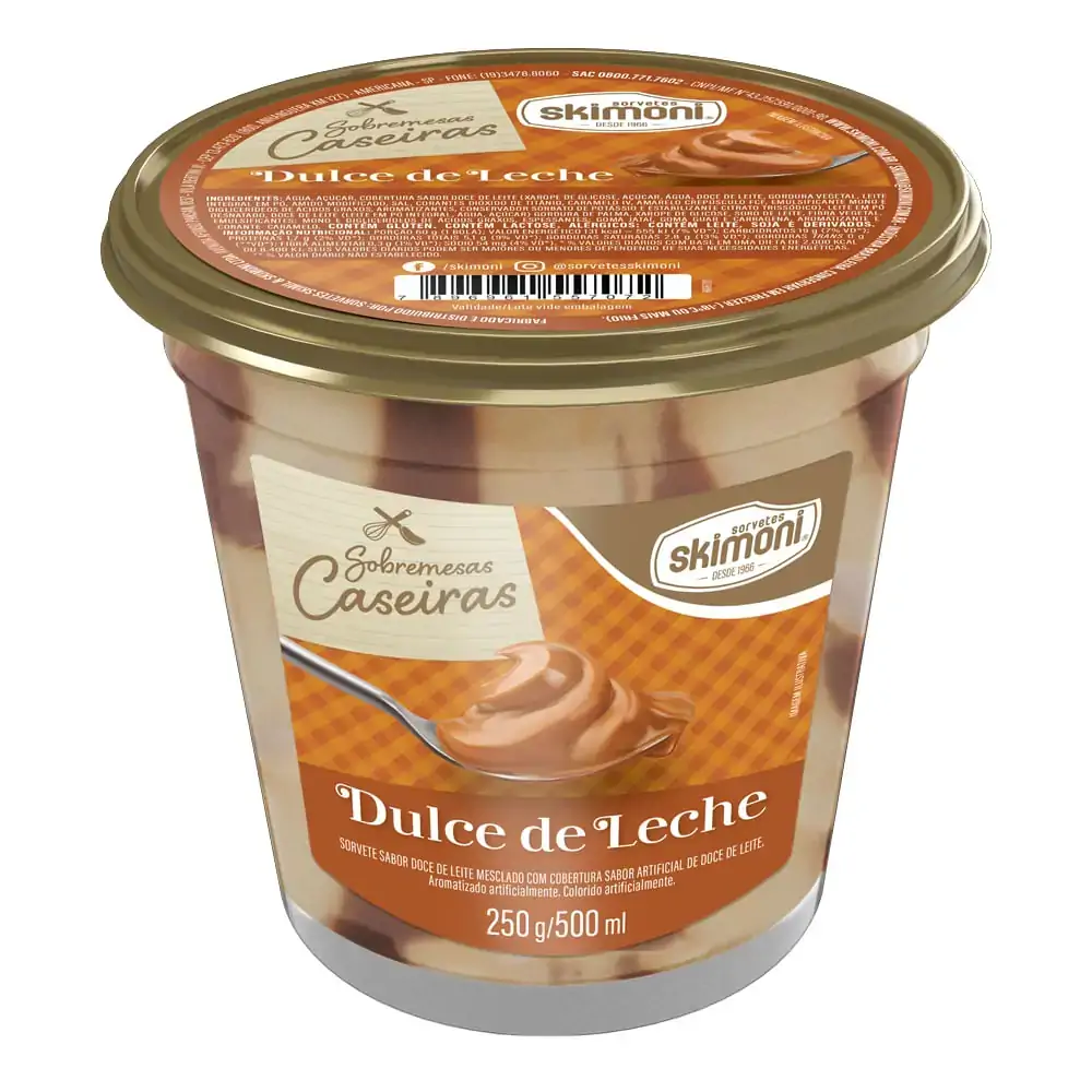 Sorv Skimoni Pt Sob 500ml Dulce De Leche