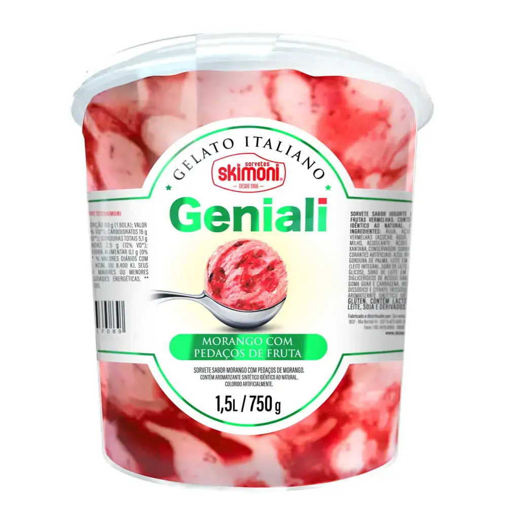 Sorvete Skimoni Geniali Morango 15l