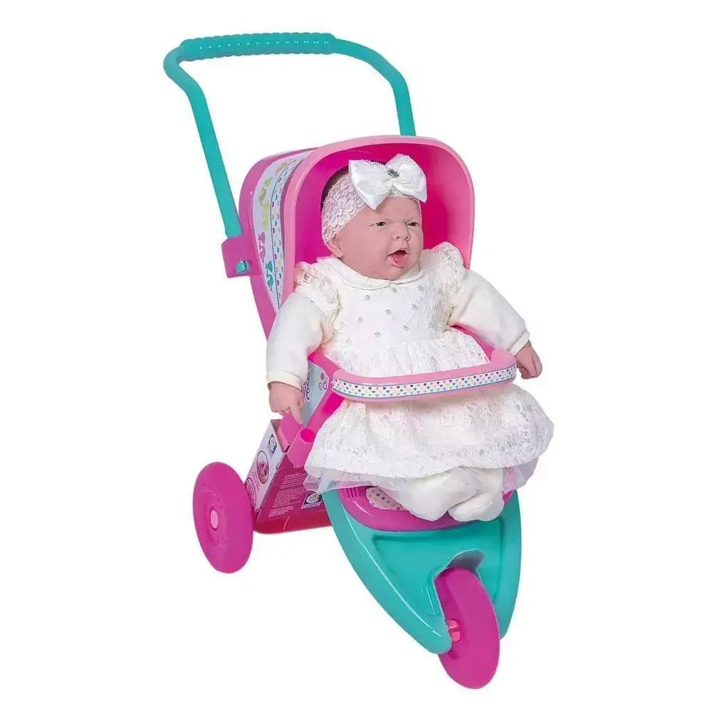 Carrinho de Boneca - Ninos - Três Rodas - Rosa e Verde - Cotiplás COTIPLAS