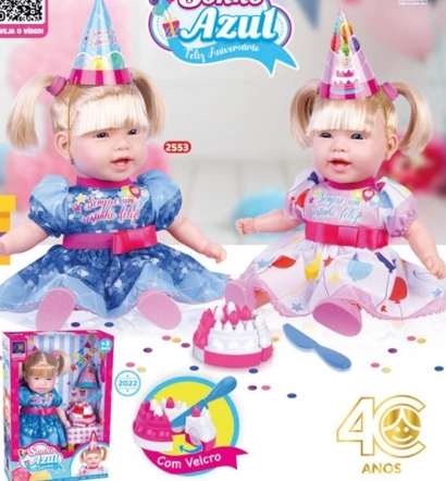 Boneca Sonho Azul Feliz Aniversário Cotiplás