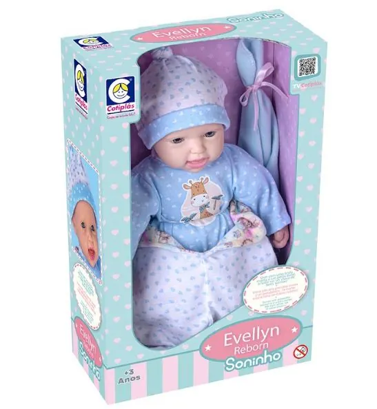 Boneca Evellyn Reborn Soninho Menino 2854 Cotiplas
