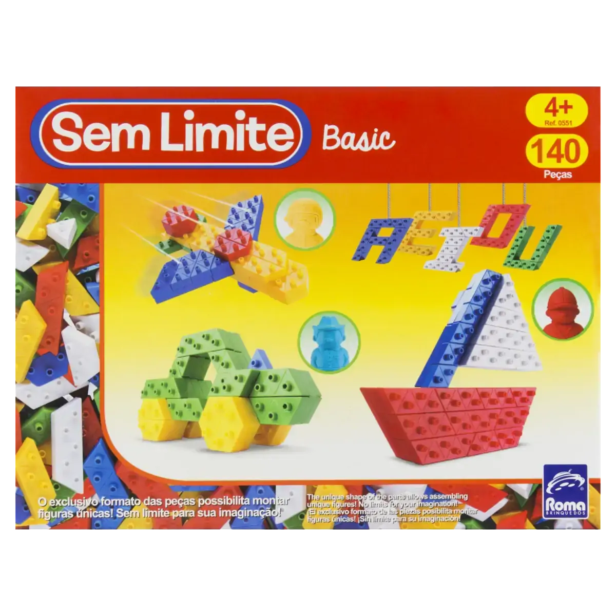 Brinquedo De Montar Sem Limite Basic Roma Brinquedos 140 Peças