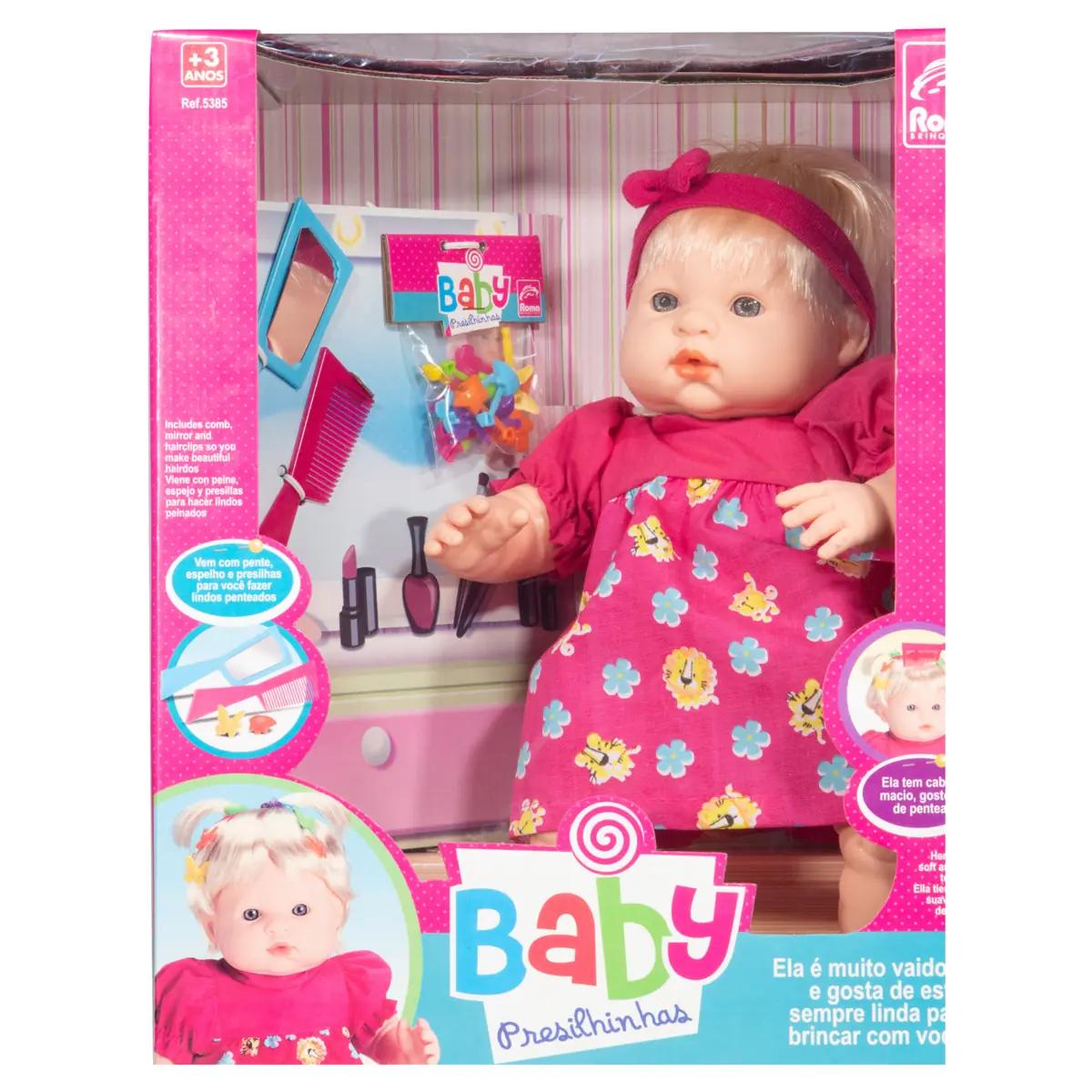 Boneca De Brinquedo Baby Presilhinhas Roma Brinquedos