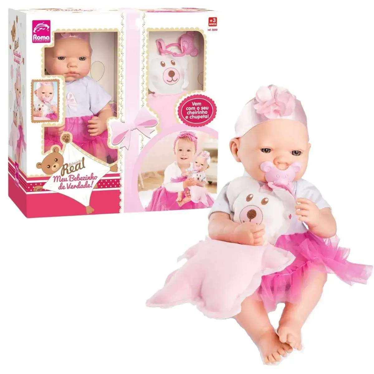 Boneca Bebezinho Real Pink - Roma