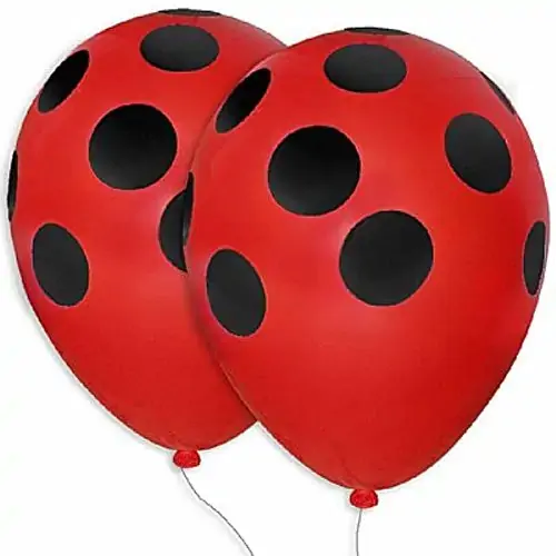 Balão De Látex Poa Vermelho E Preto 25 Unidades N10 25cm