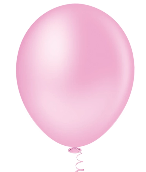 Balao Liso Redondo 16 Rosa Baby 12un