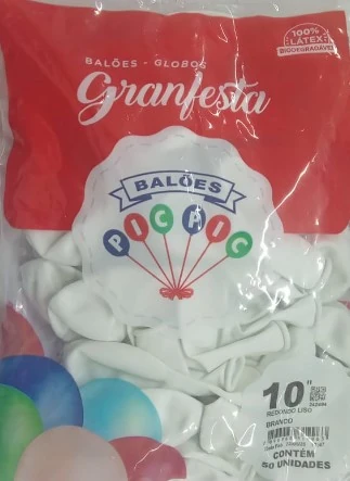 Balao Gf Red N10 Branco Liso C/50 Und Pic Pic