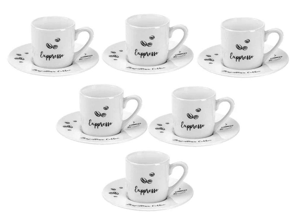 Jogo de Xícara para Café de Porcelana Brazilian HAUSKRAFT com 12 Peças 90ML