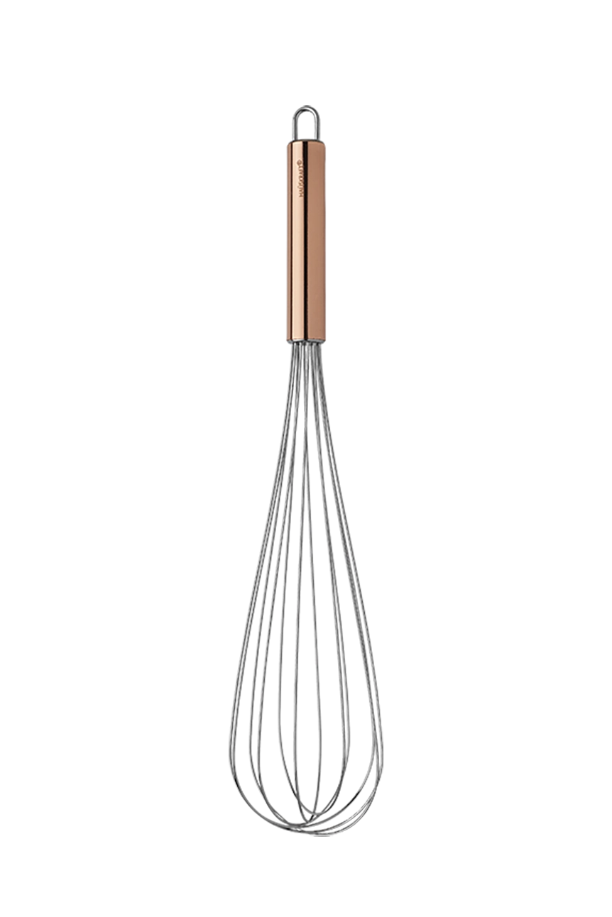 Batedor Mexedor Manual Fue Fouet de Claras Patês Cremes de Inox com Cabo Rose Gold 35cm