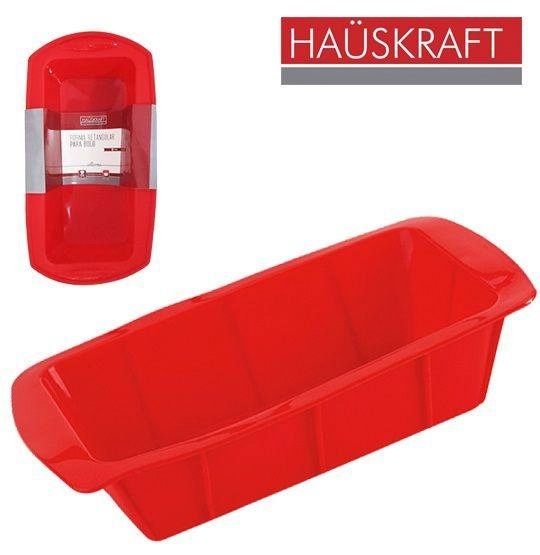 Forma de Silicone para Bolo Pão Retangular Vermelho Hauskraft 27,3x14,5x6,7 cm