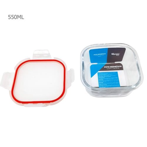 Pote Hermético Quadrado 550Ml Western Home
