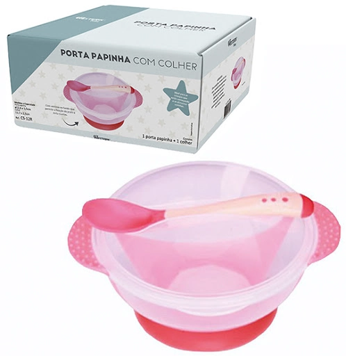 Porta Papinha com Colher Rosa - Western Baby